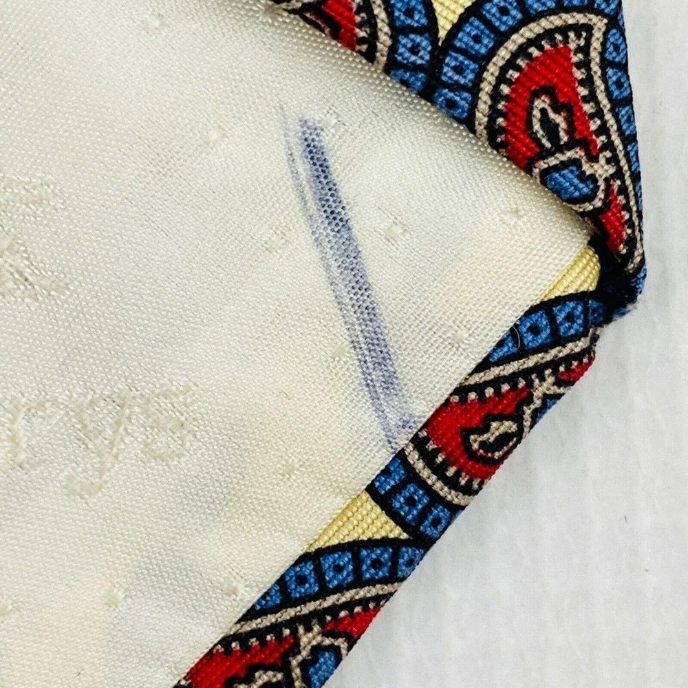 Burberry's of London Tie Paisley Yellow Blue‎ Red 100% Silk Necktie